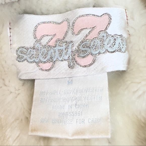 Seventy seven 77 vintage small medium faux suede shearling hooded bomber jacket - Picture 4 of 5